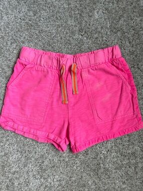Crewcuts Hot Pink Elastic-Waist Athletic Shorts with Striped Drawstring
